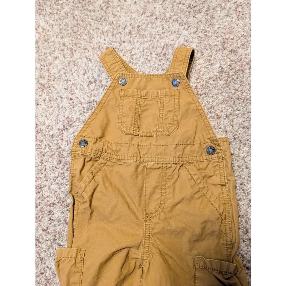 Carter’s Baby Utility Cargo Overalls Size 12M Tan and Brown Bib Overalls Pants